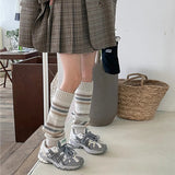 Anokhinaliza Vintage Striped Wool Leg Socks Harajuku Hot Girl Beggar Leg Warmers Y2k Punk Knitted Leg Cover Japanese Accessories