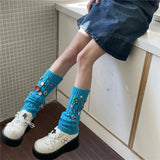 Anokhinaliza Cute Japanese Candy Color Leg Socks Korean Accessories Y2K Handmade Button Leg Warmers Cover Knitted Warm Pile Socks  Kawaii