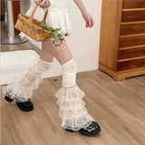 Anokhinaliza Y2K Multi-layered Lace Over-the-knee Socks Leg Cover Pearl Fairy Lace Ruffles Leg Warmers Women Punk Harajuku Party Accessories