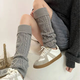 Anokhinaliza Japanese Women Knitted Leg Warmers Vintage Winter Warm Thickened Calf Socks Cashmere Y2K Harajuku JK Mid Tube Socks Leg Covers