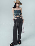 Anokhinaliza Summer Women Loose Casual Y2k Harajuku Baggy Straight Long Pants High Waist Wide Leg E-girl Trousers Design Streetwear Cozy