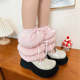 Anokhinaliza New Y2k Bubble Lantern Strap Leg Covers Ballet Knitted Socks Pink Girl Leg Warmers Harajuku Boot Cuffs Japanese JK Lolita Sock