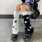 Anokhinaliza AB Star Knitted Leg Warmers Y2K Gothic Harajuku Women Japanese Socks Hot Girl Accessories High Tube Calf Socks Boots Cover Socks