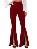 Anokhinaliza Valentine's Day Women Flared Trousers Fashion High Waist Bell-bottoms Elegant Skinny Solid Slit Long Pants Casual Office Streetwear