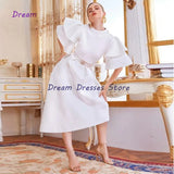 Anokhinaliza prom dresses tutu quince dresses  dama dresses Scoop Tea Length Cocktail Dresses White Short Sleeve with Sashes Jersey Women's Dress Spring Zipper Back Robes De Cocktail