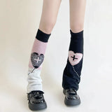 Anokhinaliza Double Knitted Leg Cover Love Cross Hot Girl Y2k Wide Leg Socks Polyester Punk Leg Warmers  Harajuku Y2K Gothic AB Leg Socks