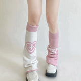 Anokhinaliza Double Knitted Leg Cover Love Cross Hot Girl Y2k Wide Leg Socks Polyester Punk Leg Warmers  Harajuku Y2K Gothic AB Leg Socks