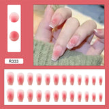 Anokhinaliza 24pcs/box Fake Nails Press on Short Reusable with Designs Set French Artificial Pink kawaii False Tipsy Stick-on Nails Tips Art