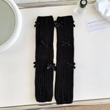 Anokhinaliza New Japanese Bow JK Knitted Leg Socks Wool Pile Socks Leg Warmer Y2k Punk Harajuku Leg Cover Pile Socks Korean Leg Socks