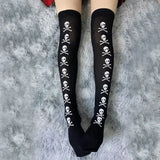 Anokhinaliza Skull Stockings Gloves Set Punk Women Harajuku Dark Gothic Y2K Long Socks Knee Lolita Girls High Socks Cosplay Accessories