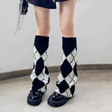 Anokhinaliza Y2K Punk Knitted Leg Warmers Star Gothic Cross Harajuku Women Heart Socks Calf Socks Boots Cover Socks Halloween Accessories