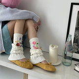 Anokhinaliza Cute Japanese Candy Color Leg Socks Korean Accessories Y2K Handmade Button Leg Warmers Cover Knitted Warm Pile Socks  Kawaii