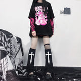 Anokhinaliza Legwarmers Skeleton Japanese Jk Knitted Leg Warmer Red Heart Lolita Stockings Punk Harajuku Long Cable Knit Socks Flared Socks