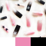 Anokhinaliza 24pcs y2k Fake Nails Black White Star Printed Press on Nail Tips Long Coffin European Artificial Nail Patch for Girl Women