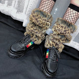 Anokhinaliza E-girl Furry Leg Warmers Boot Covers Y2K Goth White Faux Fur Leg Warmers Punk Jk Knee-length Hiphop Warm Sock Fashion Socks