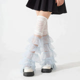 Anokhinaliza Y2K Multi-layered Lace Over-the-knee Socks Leg Cover Pearl Fairy Lace Ruffles Leg Warmers Women Punk Harajuku Party Accessories