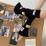 Anokhinaliza Women Cute Arm Warmer Colorful Letter Label Y2k Girl Arm Covers Warm Harajuku Cuffs Knitted Fingerless Gloves JK Accessories