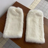 Anokhinaliza White Faux Fur Leg Warmer Sock Leggings Winter Jk Gothic Boots Socks Y2K Hot Girl Harajuku Y2k Lolita Boot Cover Foot Sleeve