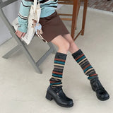 Anokhinaliza Vintage Striped Wool Leg Socks Harajuku Hot Girl Beggar Leg Warmers Y2k Punk Knitted Leg Cover Japanese Accessories