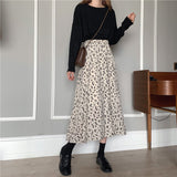 Anokhinaliza Vintage Floral Print A-line Pleated Long Skirts Summer Women Korean Skirt Streetwear Drawstring Elastic Waist Midi Skirt