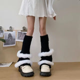 Anokhinaliza Winter Plush Thickened Kwaii Leg Warmers Lolita Cute JK Leg Covers Gothic Leg Socks Y2K Calf Socks Warm Leg Boot Cuffs Sock