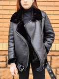 Anokhinaliza Winter Coats Women Thickness Faux Leather Fur Sheepskin Female Fur Leather Jacket Aviator Outwear Casaco Feminino