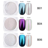 Mirror Nail Powder Pigment Pearl White Rubbing on Nail Art Glitter Dust Chrome Aurora Blue Manicure Holographic Decorations