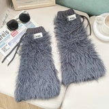 Anokhinaliza Y2k Women Imitation Rabbit Fur Leg Warmers Kawaii Lolita Leggings Boots Stocking Thickened Cover Harajuku Foot Boots Cover