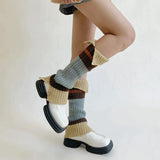 Anokhinaliza New Retro Leg Warmers Winter Button Opening American Y2K Harajuku Hot Girl Japanese Contrast Color Pile Knitted Wool Long Socks