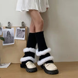 Anokhinaliza Winter Plush Thickened Kwaii Leg Warmers Lolita Cute JK Leg Covers Gothic Leg Socks Y2K Calf Socks Warm Leg Boot Cuffs Sock