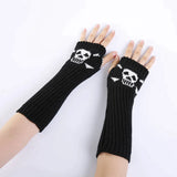 Anokhinaliza Skull Stockings Gloves Set Punk Women Harajuku Dark Gothic Y2K Long Socks Knee Lolita Girls High Socks Cosplay Accessories