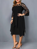 Anokhinaliza Plus Size Dresses 4XL 5XL 6XL Lace Mesh Sexy Elegant Midi Party Dress Red Black Green Purple Loose Hellow Women's Clothing