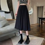 Anokhinaliza Vintage Floral Print A-line Pleated Long Skirts Summer Women Korean Skirt Streetwear Drawstring Elastic Waist Midi Skirt