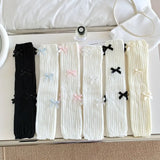 Anokhinaliza New Japanese Bow JK Knitted Leg Socks Wool Pile Socks Leg Warmer Y2k Punk Harajuku Leg Cover Pile Socks Korean Leg Socks