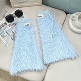 Anokhinaliza Y2k Women Imitation Rabbit Fur Leg Warmers Kawaii Lolita Leggings Boots Stocking Thickened Cover Harajuku Foot Boots Cover