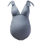 Anokhinaliza Maternity Swimsuits One Piece V-Neck Hollow Out Monokini Summer Beach Swimwear Bathing Suit For Pregnancy Women