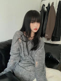 Anokhinaliza Y2K Vintage Gray Knitted Sweater Women Harajuku Retro Oversize Jumper Hollow Out Loose Pullover Top Hip Hop Korean Goth