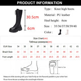 Anokhinaliza Chunky Platform Punk Boots Women Thick Bottom Knee High Boots Woman Autumn Winter Fashion PU Leather Motorcycle Botas Mujer