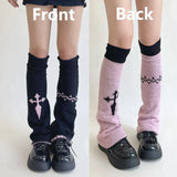 Anokhinaliza New Leg Warmers Cross Chain Leg socks Y2k Japanese Punk Hot Girl Dark Women Harajuku Gothic Cable Knit Socks Cosplay Accessories