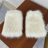 Anokhinaliza White Faux Fur Leg Warmer Sock Leggings Winter Jk Gothic Boots Socks Y2K Hot Girl Harajuku Y2k Lolita Boot Cover Foot Sleeve