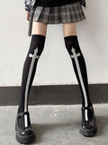 Anokhinaliza 1 pair of cross long tube JK socks printed knee length socks velvet material performance Cos stockings Lolita stockings