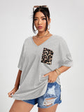 Anokhinaliza Plus Size T Shirt 4XL Fashion Women Half Sleeve V Neck Black Oversized Casual Blouse Summer Elegant Solid Ladies Tops