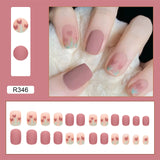 Anokhinaliza 24Pcs Naked Pink French White Side False Nails Short Simple Nail Beauty Press on Fake Nails Full Cover Artificial Nails Tips