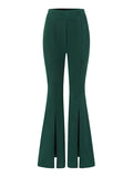 Anokhinaliza Valentine's Day Women Flared Trousers Fashion High Waist Bell-bottoms Elegant Skinny Solid Slit Long Pants Casual Office Streetwear