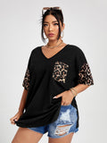 Anokhinaliza Plus Size T Shirt 4XL Fashion Women Half Sleeve V Neck Black Oversized Casual Blouse Summer Elegant Solid Ladies Tops