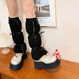 Anokhinaliza New Y2k Bubble Lantern Strap Leg Covers Ballet Knitted Socks Pink Girl Leg Warmers Harajuku Boot Cuffs Japanese JK Lolita Sock