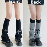 Anokhinaliza New Leg Warmers Cross Chain Leg socks Y2k Japanese Punk Hot Girl Dark Women Harajuku Gothic Cable Knit Socks Cosplay Accessories