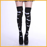 Anokhinaliza Skull Stockings Gloves Set Punk Women Harajuku Dark Gothic Y2K Long Socks Knee Lolita Girls High Socks Cosplay Accessories