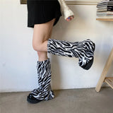 Anokhinaliza Winter Fur Leg Warmers Y2K Zebra Pattern Socks Harajuku Boot Cuffs Long Warmer Lolita Socks Boho Sock Sets Thigh Garter Socks