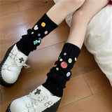 Anokhinaliza Cute Japanese Candy Color Leg Socks Korean Accessories Y2K Handmade Button Leg Warmers Cover Knitted Warm Pile Socks  Kawaii